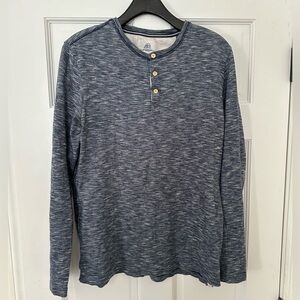 Surfside Supply. Men’s Long Sleeve Henley. Medium. Heathered Navy Blue.